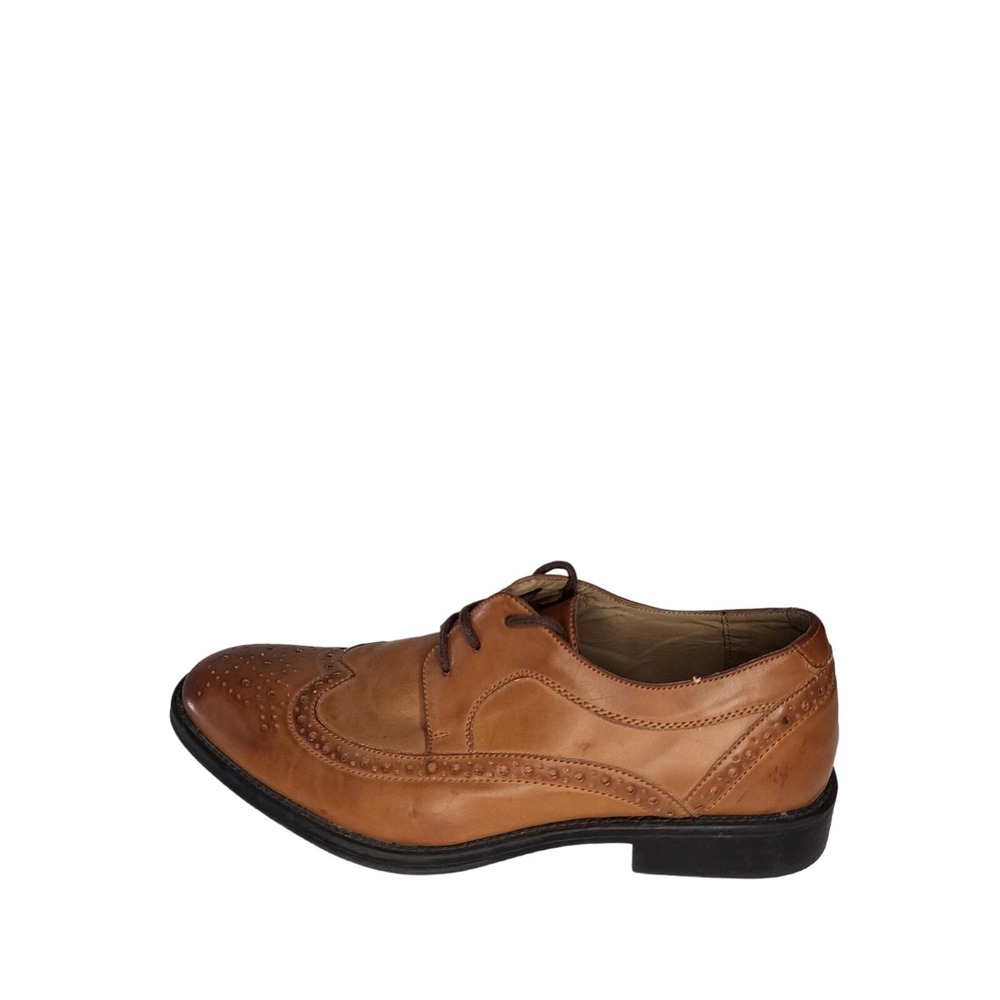 Apt 9 Oxford Shoes Mens Size 8 Brown Cognac Wingtip Brogue Lace Up Dress Shoes